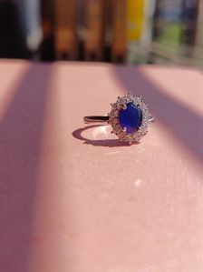 925 Silver Blue Engagement Ring Oval Shape