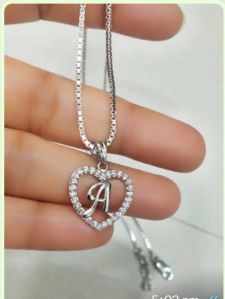 925 Silver Heart Shape Alphabet 'A' Valentine Special Pendant