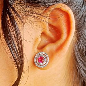 925 Silver Round CZ Diamond Stud Earrings for Girls & Women