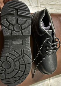 Black PU Sole Leather Safety Shoe