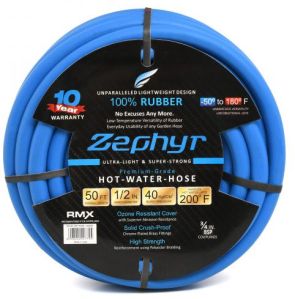 Zephyr Rubber Hot-N-Cold Water / Garden Hose 13mm X 15m With Fittings (ZW1315)