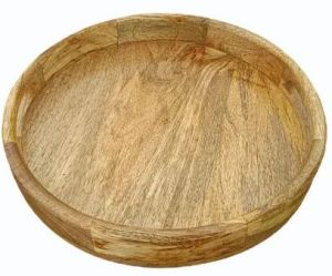 12 Inch Round Wooden Serving Tray