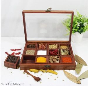 Rectangular Wooden Spice Box