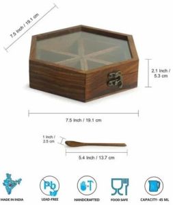Hexagonal Wooden Spice Box