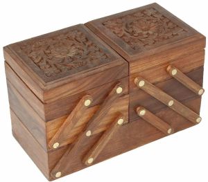 Hand Carving Sheesham Wood Jewellery Box