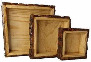 Stylish Wooden Bark Serving Platter Set