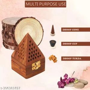 Wooden Pyramid Shape Loban Burner