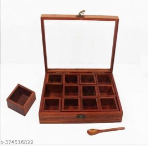 Rectangular Wooden Spice Box