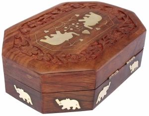 Hexagonal Sheesham Wood Jewellery Box
