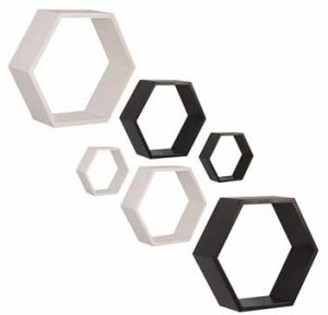 Hexagon Wooden Wall Mounted Shelf