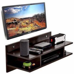 Wooden Dark Brown Wall Mount Set Top Box Stand
