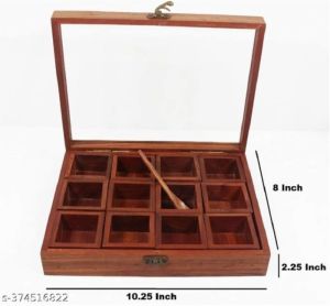 Rectangular Wooden Spice Box