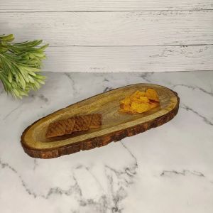 Oval Wooden Bark Serving Platter