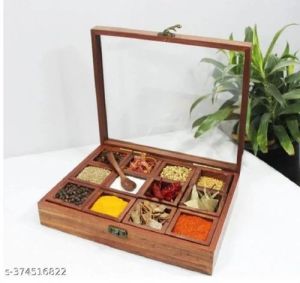 Rectangular Wooden Spice Box