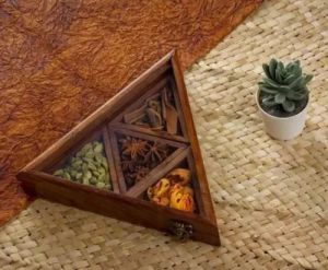 Triangle Wooden Spice Box