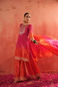 9star fashion bandhej sharara suit