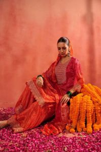 9star fashion bandhej sharara suit
