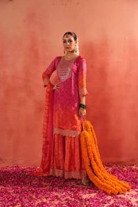9star fashion bandhej sharara suit