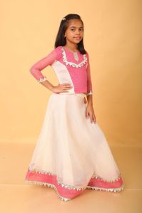 Girls Cotton Doria Lehenga Choli Set