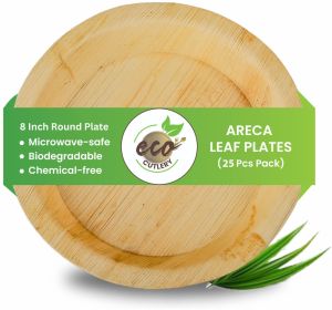 Areca Palm Leaf Round Plates (8-inch - Round Plate - Pack of 25)