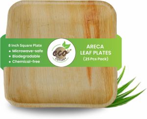 Areca Palm Leaf Square Plates (8-inch Square Plate - Pack of 25)