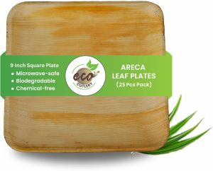 Areca Palm Leaf Square Plates (9-inch Square Plate - Pack of 25)