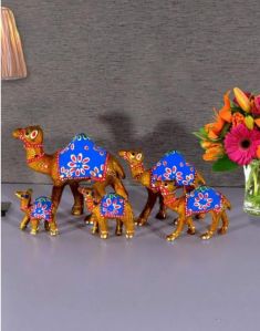 Wooden Camel Family Statue