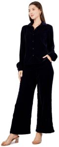 Ladies Velvet Top Pyjama Set