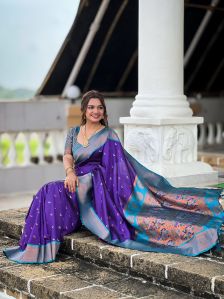 chandrakor soft paithani silk saree