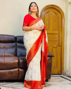 Printed Banarasi Jacquard Saree