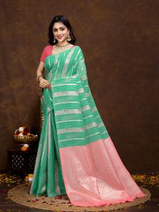 Sajni Sea Green Cotton Silk Saree