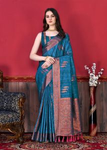 Soft Silk Saree With Copper Zari