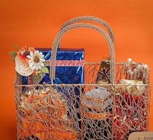 Gold iron Metal Hamper Basket