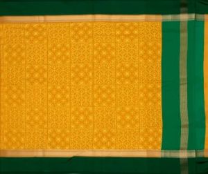Ksr Handlooms Yellow and Green Gadwal Work Saree
