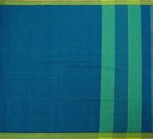 Ksr Handlooms Blue Kollam Embossed Cotton Saree