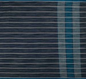 Ksr Handlooms Stripe Design Kollam Katari Black Khadi Cotton Saree