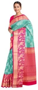 Ksr Handlooms Beautiful Floral Printed Muga Gadwal Saree