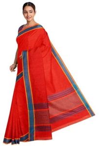 Ksr Handlooms Bhagalpuri Red Silk Cotton Saree