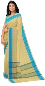 Ksr Handlooms Blue Border Plain Cotton Saree