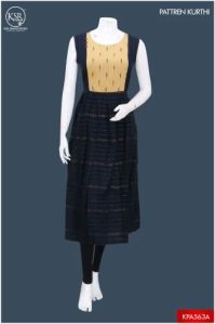 Ksr Handlooms Dark Blue Sleeveless Cotton Kurti