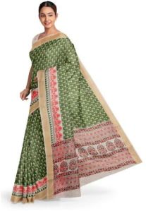 Ksr Handlooms Green Kerala Cotton Printed Saree