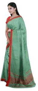 ksr handlooms light green kollam embose cotton saree