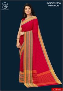 Ksr Handlooms Maroon Pure Cotton Saree