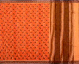 Ksr Handlooms Orange Khadi Cotton Printed Saree