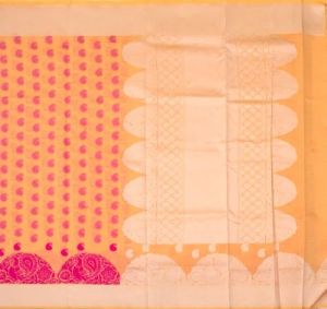 Ksr Handlooms Peach Muga Allover Cotton Printed Saree