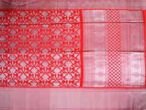 Ksr Handlooms Red Muga Allover Printed Saree