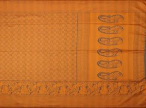 Ksr Handlooms Tangerine Muga Allover Printed Saree