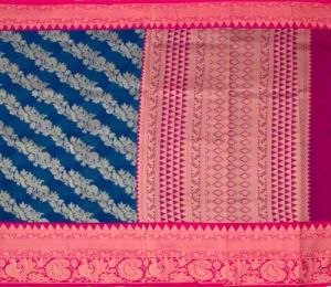 Ksr Handlooms Magenta and Blue Muga Gadwal Silk Saree
