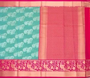 Ksr Handlooms Beautiful Floral Printed Muga Gadwal Saree