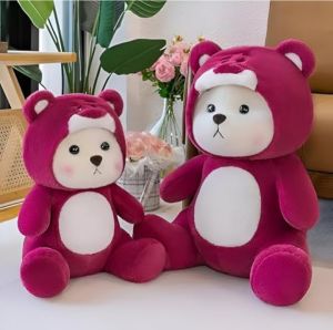 Dark Pink Hoodie Bear Plush Soft Toy